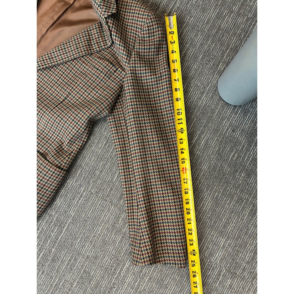 Lanvin Paris Mens Vintage Houndstooth Wool Blazer Sport Coat Brown Tan Size 54 - Picture 4 of 6